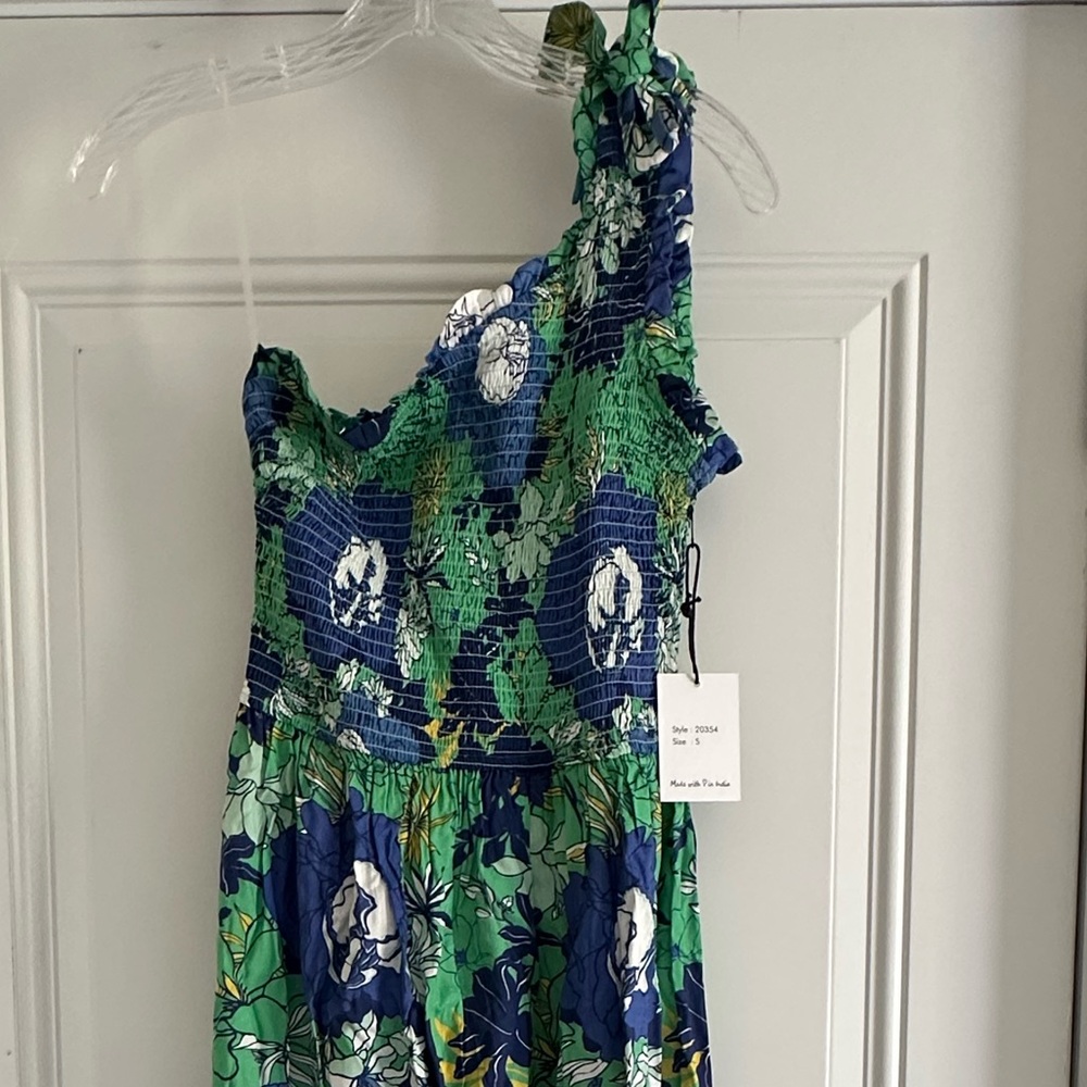 Japna Blue and Green Floral Maxi Dress